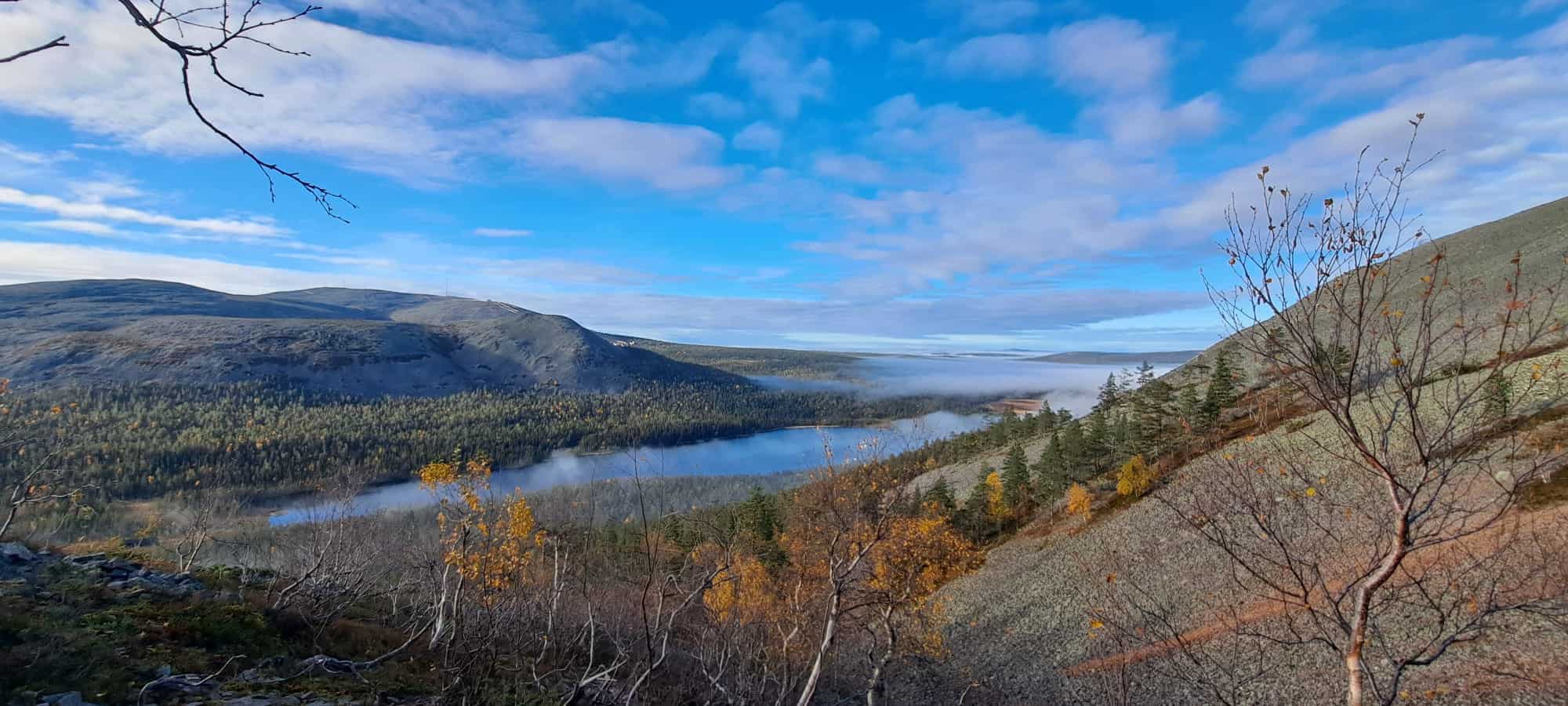 Autumn lake and fell view in Lapland
